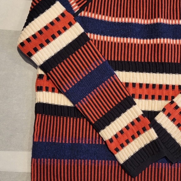 Tory Burch Striped Scoop Neck Wool Sweater Women's Small - Picture 4 of 13